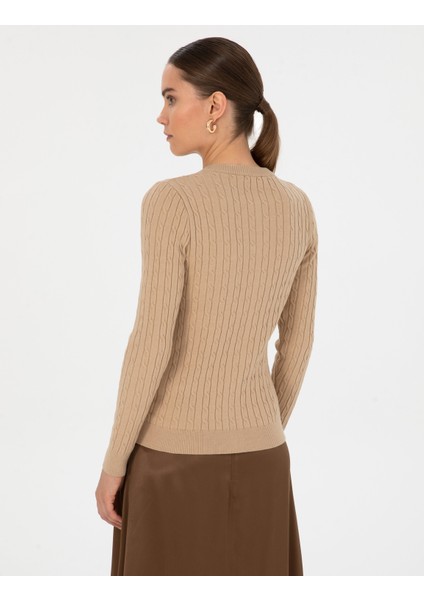 Kadın Bej Melanj Ex. Slim Fit Triko Hırka 50317064-VR156 indirimleri