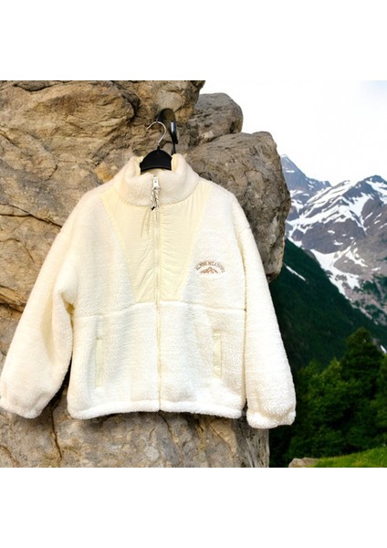 Kadın Oversize Peluş Ceket Mont - Ekru modelleri