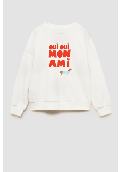 Kız Çocuk Baskılı 3 Iplik Kumaş Pamuklu Sweatshirt