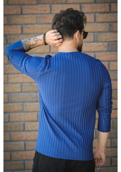 Jordao Fitilli Slim Fit Likralı Bisiklet Yaka Erkek Uzun Kol Tshirt fırsatları