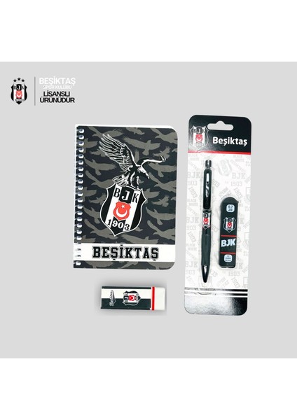 Beşiktaş Lisanslı Kırtasiye Seti Defter Kalem Silgi Uç 0.7 Taraftar Okul Hediyesi, Bjk Lisanslı Defter Kalem Silgi Seti 0.7 Uç Hediyelik Kırtasiye Takımı Taraftar Ürünleri