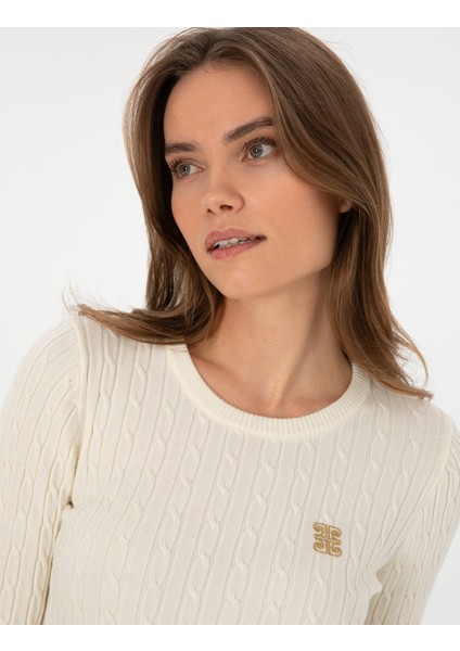 Kadın Ekru Slim Fit Basic Kazak 50317072-VR019 fiyatları
