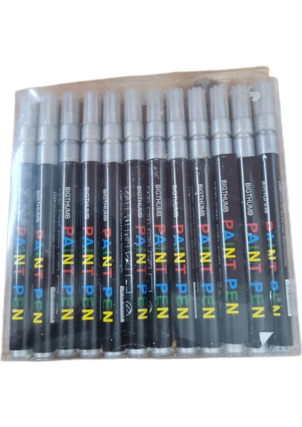 Rötuş Kalemi Paint Pen Gümüş Renk | Metal, Ahşap ve Oto Yüzey Boyası / 12 Adet indirimleri