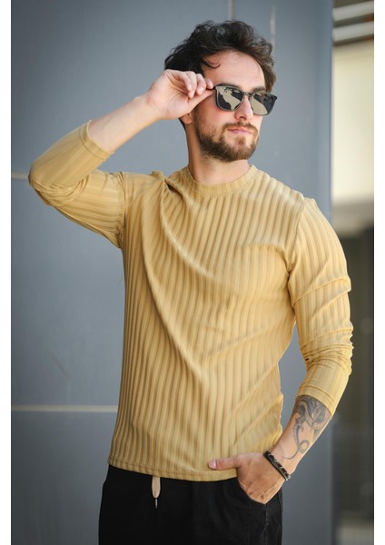 Jordao Fitilli Slim Fit Likralı Bisiklet Yaka Erkek Uzun Kol Tshirt fiyatları