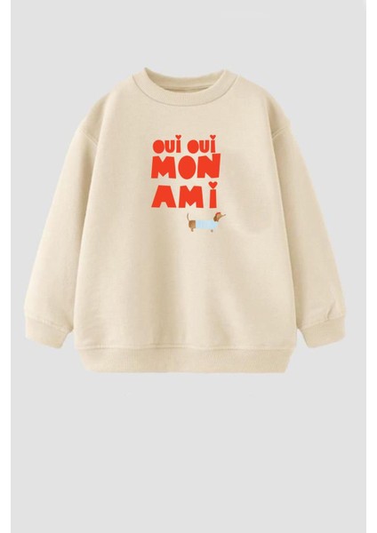 Kız Çocuk Baskılı 3 Iplik Kumaş Pamuklu Sweatshirt