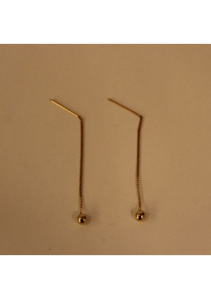 14 Ayar Altın Zincir Küpe Top Detaylı