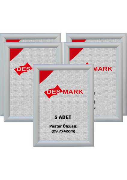5 Adet 25 mm A3(42X59.4) Gönye Köşe Alüminyum Aç-Kapa Çerçeve – Poster Çerçevesi (Gümüş Eloksallı)