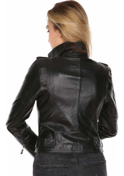 Hakiki Kuzu Derisi Siyah Kısa Spor Kadın Deri Mont indirimleri