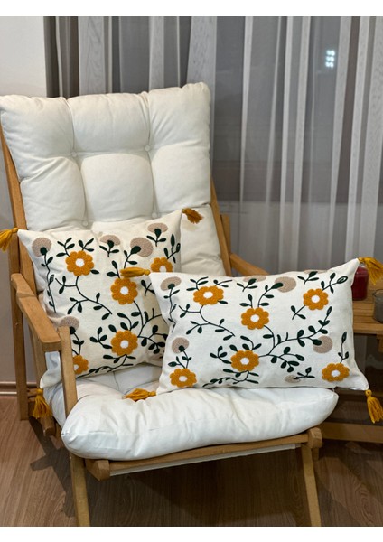 Tekli Çiçekli Punch Işlemeli Nakışlı Dekoratif Premium Kırlent Kılıfı fırsatları