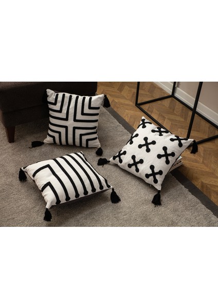 Tekli Çiçekli Punch Işlemeli Nakışlı Dekoratif Premium Kırlent Kılıfı indirimleri