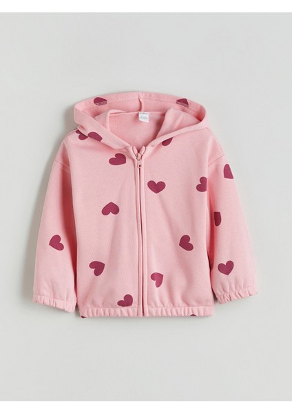 Lcw Kids Pembe Fermuarlı Kapüşonlu Kız Çocuk Sweatshirt