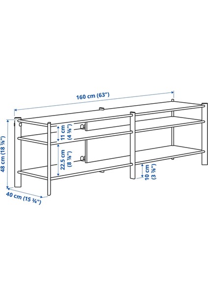 Jattesta Tv Sehpası Siyah 160X40X490 cm fiyatları