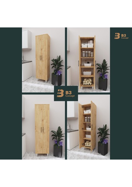 B3CONCEPT 2 Kapaklı 5 Raflı Kaliteli Çok Amaçlı Dolap - Kolay Kurulum - Mutfak Balkon Banyo Erzak Kiler Dolabı fiyatları