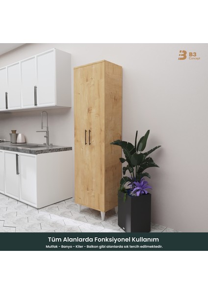 B3CONCEPT 2 Kapaklı 5 Raflı Kaliteli Çok Amaçlı Dolap - Kolay Kurulum - Mutfak Balkon Banyo Erzak Kiler Dolabı indirimleri
