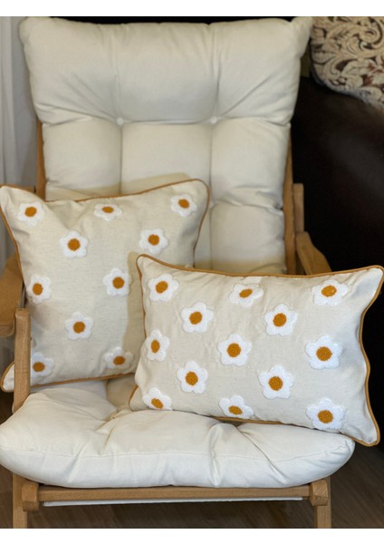 Tekli Çiçekli Punch Işlemeli Nakışlı Dekoratif Premium Kırlent Kılıfı fiyatları