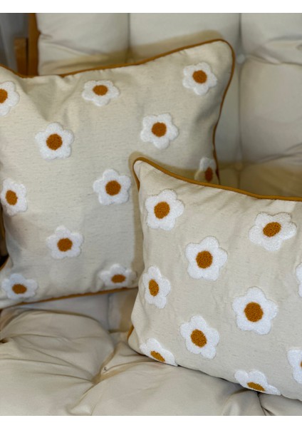 Tekli Çiçekli Punch Işlemeli Nakışlı Dekoratif Premium Kırlent Kılıfı modelleri