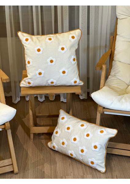 Tekli Çiçekli Punch Işlemeli Nakışlı Dekoratif Premium Kırlent Kılıfı fırsatları