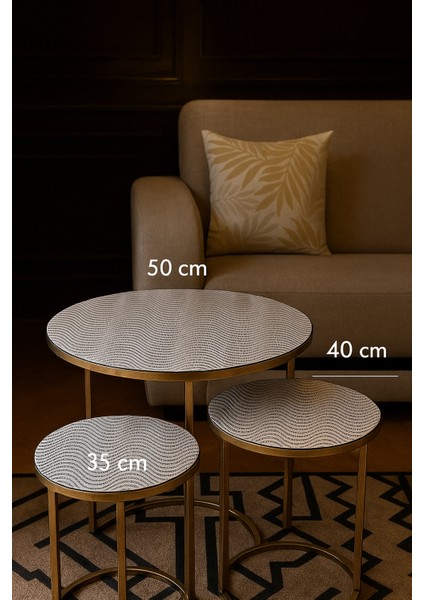 Şık Tasarımlı 3’lü Sehpa Örtüsü Takımı Çeyizlik Kolay Yıkanabilir Leke Tutmaz Salon Dekoratif Örtü fiyatları