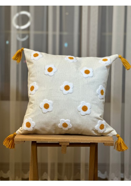 Tekli Çiçekli Punch Işlemeli Nakışlı Dekoratif Premium Kırlent Kılıfı modelleri