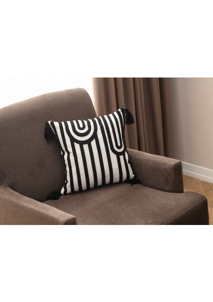 Tekli Çiçekli Punch Işlemeli Nakışlı Dekoratif Premium Kırlent Kılıfı