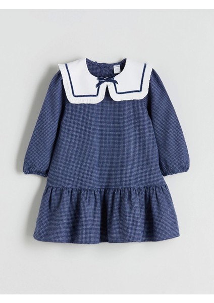 Lcw Kids Lacivert Bebe Yaka Ekose Kız Çocuk Elbise