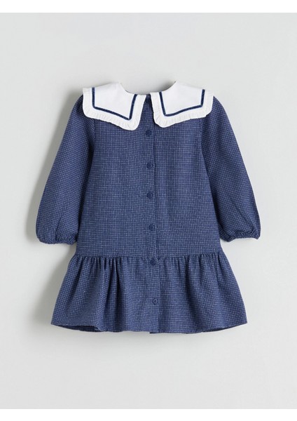 Lcw Kids Lacivert Bebe Yaka Ekose Kız Çocuk Elbise modelleri