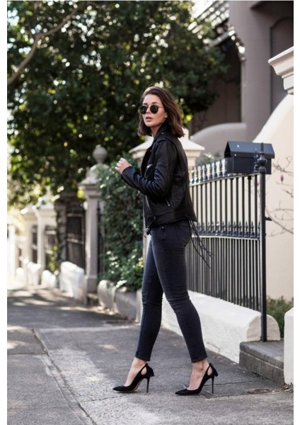 Hakiki Kuzu Derisi Siyah Kemerli Spor Kadın Deri Mont fırsatları