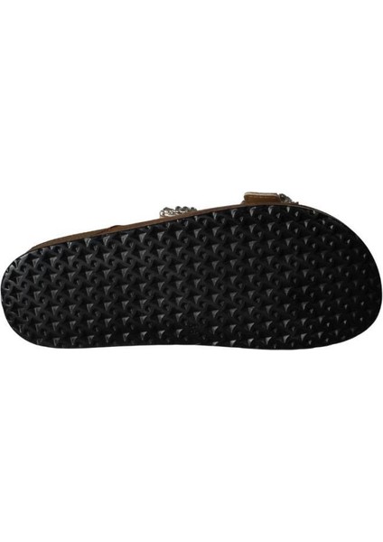 Yazkış Kadın Siyah Krem Çift Tokalı Tokası Parlak Taşlı Mantar Taban Terlik modelleri