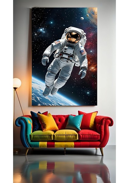 Uzay Boşluğunda Astronot Ev Duvar Salon Güzellik Salonu Ofis Dükkan Dekarasyon Kanvas Tablo