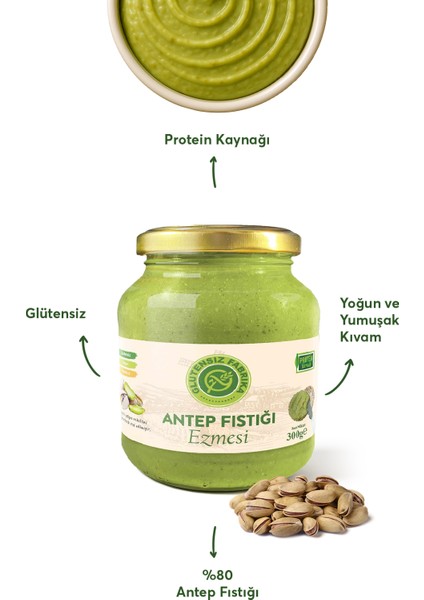 Glütensiz %80 Antep Fıstığı Ezmesi 300 g modelleri