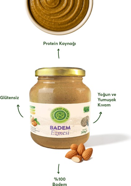 Glütensiz %100 Badem Ezmesi 300 g modelleri