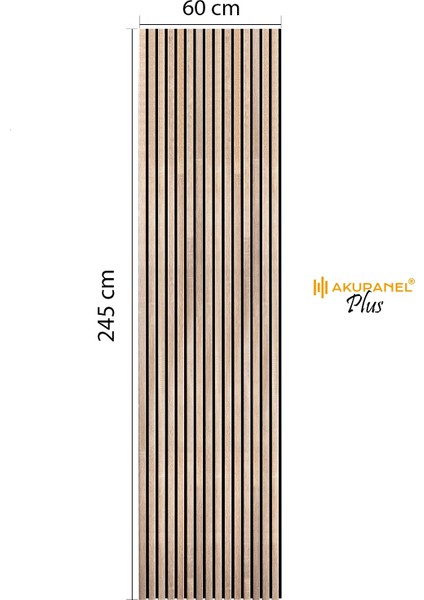 Plus 60X245 cm Meşe Renk Akustik Ahşap Duvar Paneli fiyatları