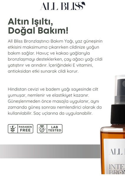 Bronzlaştırıcı Yağ 100 ml – Vitamin, Hindistan Cevizi Yağı +Kakao Yağı Yoğun Bronzluk Yağı modelleri