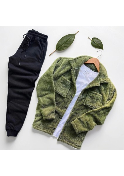 Unisex Trend Kombin Peluş Gömlek Ceket & Jogger Eşofman Takımı fiyatları