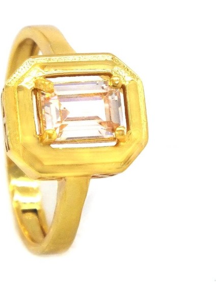 Altın Kaplama Zirkon Taşlı Baget Yüzük YZK-454