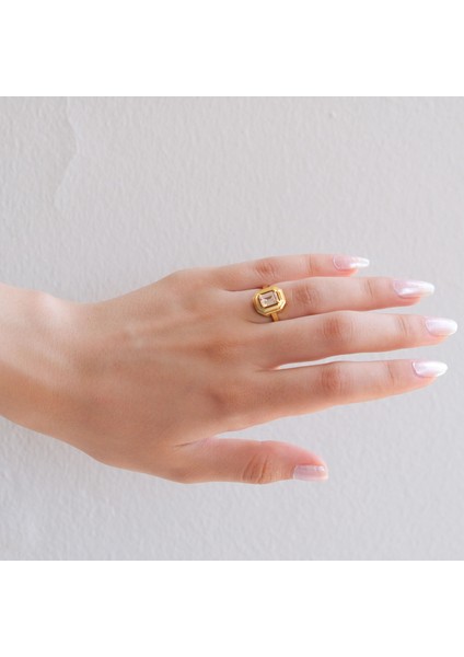 Altın Kaplama Zirkon Taşlı Baget Yüzük YZK-454 fiyatları