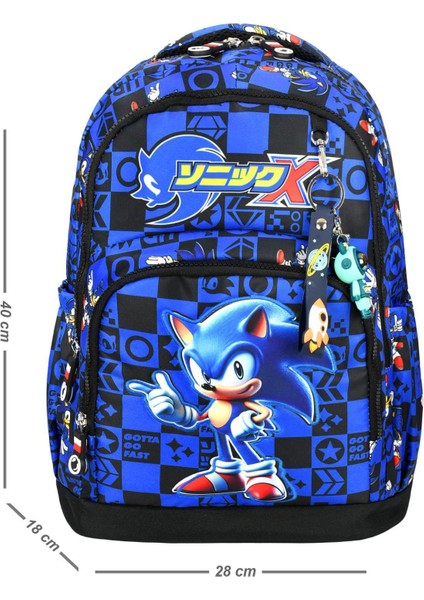 Sonic 2 Mavi Üçlü Erkek Çocuk Ilkokul Okul Çantası Seti (Çanta Termal Beslenme Çantası Kalemlik) fiyatları