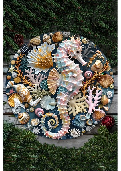 20 x 20cm Dekoratif Ahşap Duvar Süsü – Denizatı ve Mercan Tasarımı DT093 fiyatları