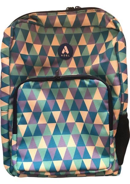 Üçgen Desenli Unisex Okul Sırt Çantası Hafif Geniş ve Şık Tasarım