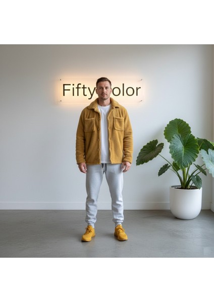 Unisex Trend Kombin Peluş Gömlek Ceket & Jogger Eşofman Takımı fiyatları