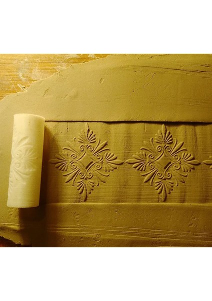8 cm Doku Rulosu Yunan Desen Oklavası Desen Rulosu Seramik &polimer Kil- GEOMETRIK10