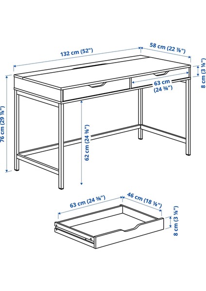 Alex Çalışma Masası Beyaz 132X58 cm fiyatları