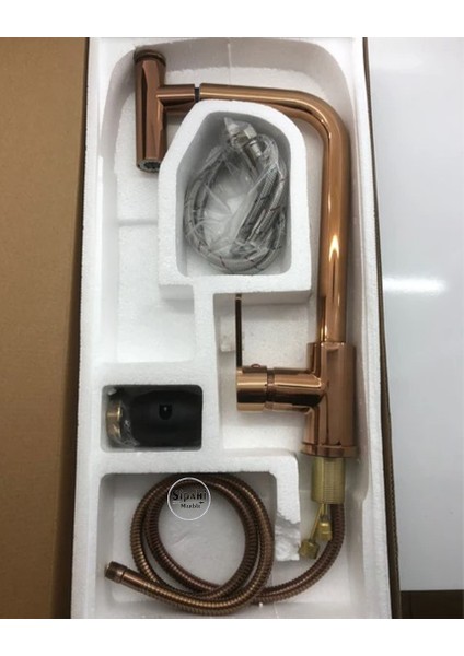 Bakır Renk Spiralli Kuğu T Mutfak Eviye Bataryası fırsatları