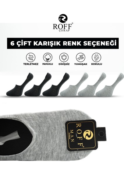 Pamuklu Erkek Babet Çorap Dikişsiz Görünmez Kaydırmaz Topuk Silikonlu 6’lı Paket