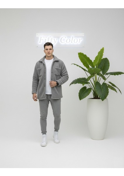 Unisex Trend Kombin Peluş Gömlek Ceket & Jogger Eşofman Takımı fiyatları