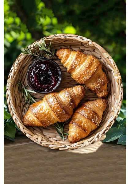 33 x 33cm Dekoratif Ahşap Duvar Süsü – Kruvasan & Reçel Tasarımı DT097