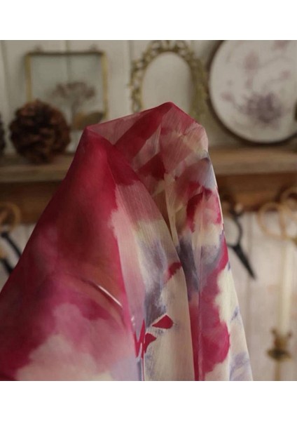 Sulu Boya Desenli Janjan Şifon Kumaş modelleri