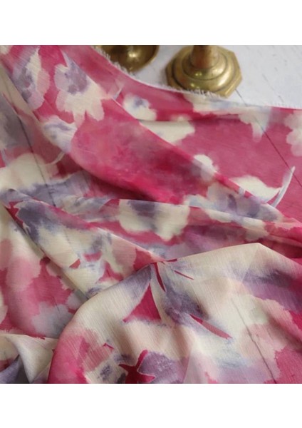 Sulu Boya Desenli Janjan Şifon Kumaş fırsatları