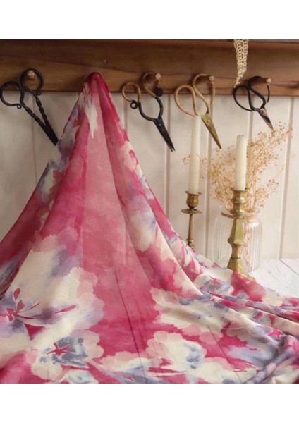 Sulu Boya Desenli Janjan Şifon Kumaş indirimleri