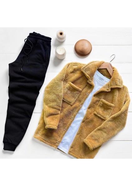 Unisex Trend Kombin Peluş Gömlek Ceket & Jogger Eşofman Takımı fiyatları